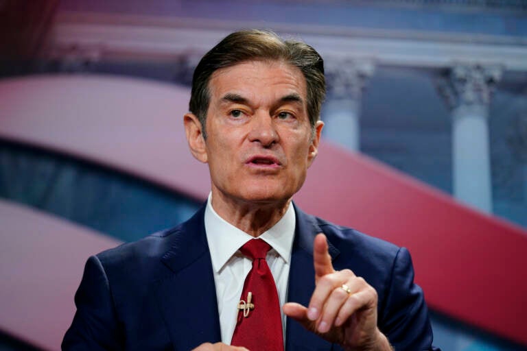 Mehmet Oz takes part in a forum for Republican candidates for U.S. Senate in Pennsylvania at the Pennsylvania Leadership Conference