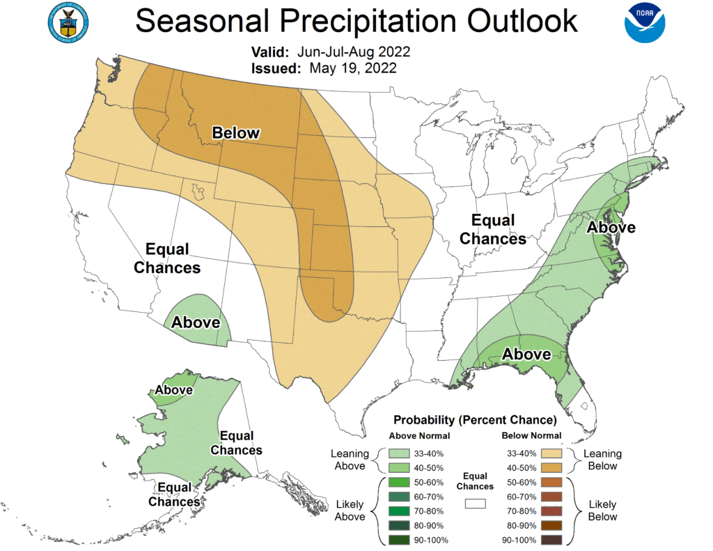 Three-month national precipitation forecast.