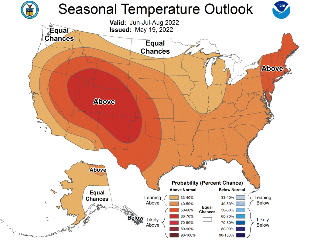 Three-month national temperature forecast.