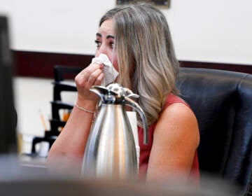 RaDonda Vaught listens to victim impact statements during her sentencing in Nashville. She was found guilty in March of criminally negligent homicide and gross neglect of an impaired adult after she accidentally administered the wrong medication. (Nicole Hester/AP)