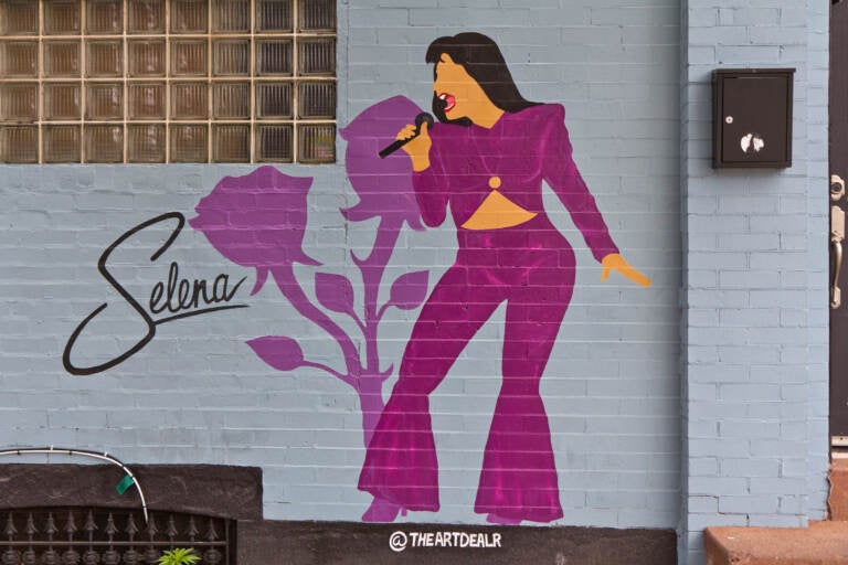 Selena Quintanilla Pérez painted next to the front entrance at Tina Taco’s in Philadelphia’s Fishtown neighborhood