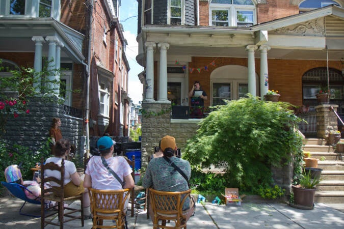 Poets performed on 49th Street for Wesr Philly Porchfest on June 4, 2022. (Kimberly Paynter/WHYY)