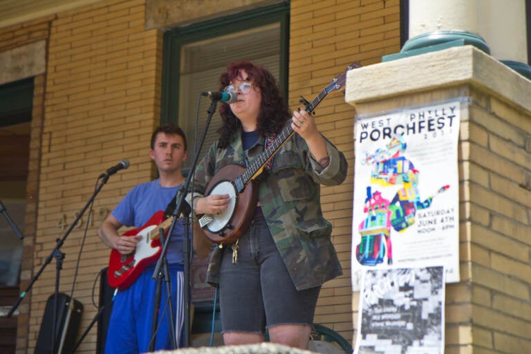 Stone Skipper, a punk-emo band, performed on Florence Street for West Philly Porch Fest on June 4, 2022. (Kimberly Paynter/WHYY)