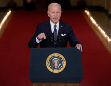 President Joe Biden speaks about the latest round of mass shootings, from the East Room of the White House in Washington, Thursday, June 2, 2022. Biden is attempting to increase pressure on Congress to pass stricter gun limits after such efforts failed following past outbreaks. (AP Photo/Evan Vucci)