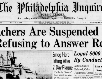The front page of The Philadelphia Inquirer the day after the School District of Philadelphia suspended more than two dozen suspected Communists. (The Philadelphia Inquirer)