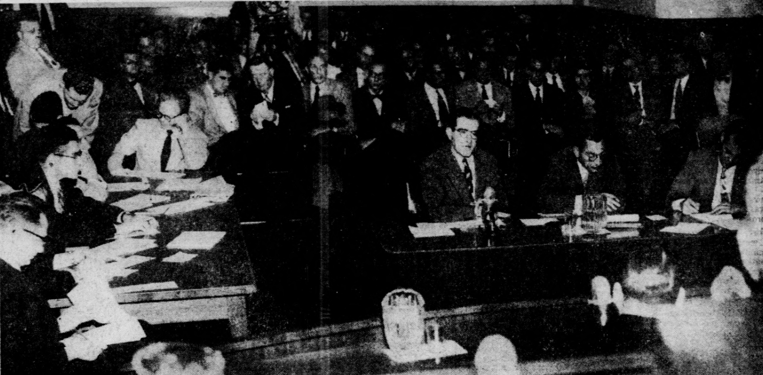 Herman Beilan appears before the House Un-American Activities Committee in November 1953, shortly before his suspension from the School District of Philadelphia. (The Philadelphia Inquirer)