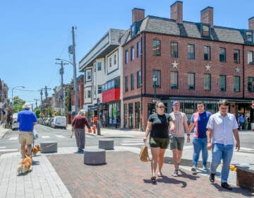 View of Second and South Streets, the day after the mass shooting.