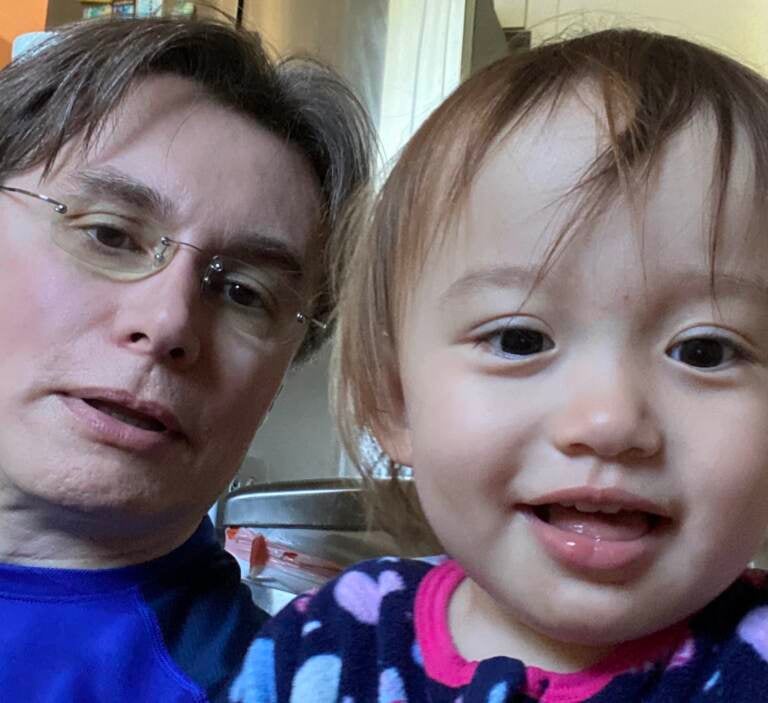 Rafal Smigrodzki and his his daughter, Aurea. Smigrodzki and his girlfriend used Genomic Predictions, an advanced genetic testing platform, to select the best embryo for in vitro fertilization. Aurea was born almost two years ago. (Courtesy of Rafal Smigrodzki)