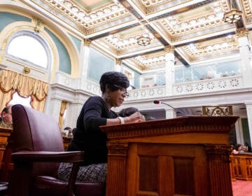 Councilmember Cherelle Parker sits at her desk in City Hall.