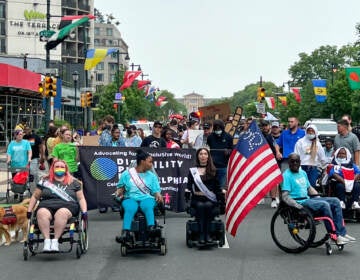 Karli Miller (Ms. Wheelchair Pennsylvania 2020), Domonique Howell (Ms. Wheelchair Pennsylvania 2022 1st Runner Up) , Anomie Fatale (me/Ms. Wheelchair Pennsylvania USA 2022), and Tony Brooks (of ADAPT). (Courtesy of Anomie Fatale)