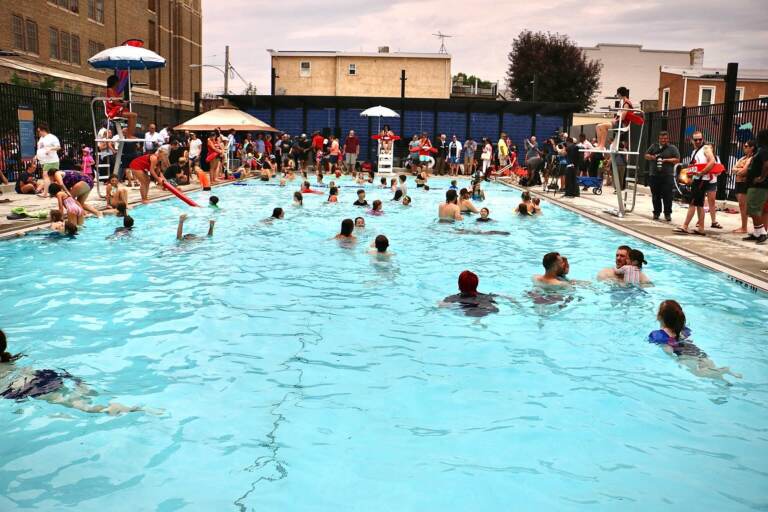 fishtown-pool-e-lee-2022-06-21-2 The 2,460-square-foot Francis Lederer Pool is part of a $4 million Rebuild project that includes a sprayground and artwork by Carin Mincemoyer. (Emma Lee/WHYY)