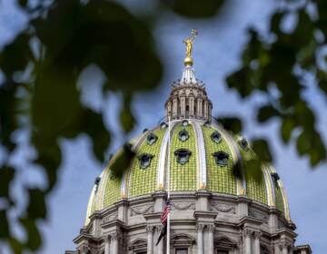 The top of the Pa. State Capitol building