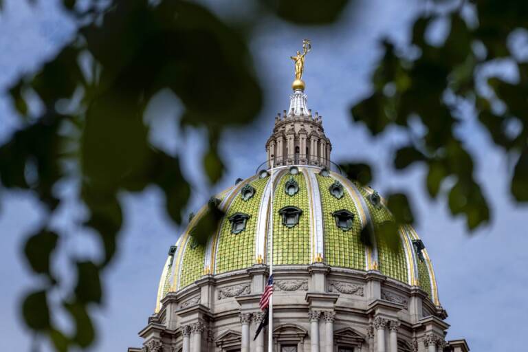 The top of the Pa. State Capitol building