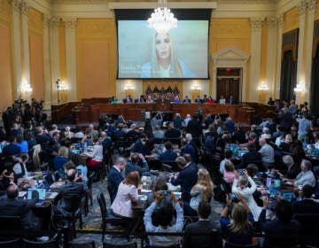 An image of Ivanka Trump is displayed on a screen as the House select committee investigating the Jan. 6 attack on the U.S. Capitol holds its first public hearing to reveal the findings of a year-long investigation, on Capitol Hill in Washington, Thursday, June 9, 2022.  (Jabin Botsford//The Washington Post via AP, Pool)