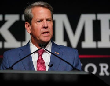 Gov. Brian Kemp speaks during an election-night watch party Tuesday, May 24, 2022, in Atlanta.
