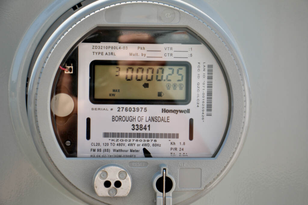 Upclose view of the meter at the Lansdale Electric Plant.
