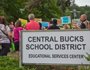Parents, students and teachers rallied ahead of the Central Bucks School District’s vote to remove books perceived to have sexualized content from their libraries outside the district’s headquarters in Doylestown on July 26, 2022.