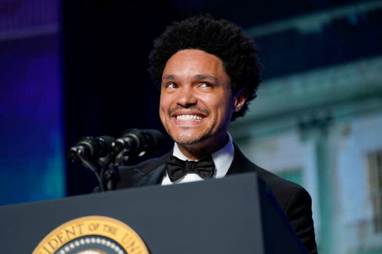 Trevor Noah, host of Comedy Central’s ''The Daily Show,'' speaks at the annual White House Correspondents' Association dinner, Saturday, April 30, 2022, in Washington. (AP Photo/Patrick Semansky)