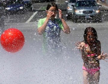 Children play in a fountain. Health officials say that the impacts of climate change, including more devastating wildfires, heatwaves, drought and poor air quality. (AP Photo/Don Ryan, File)
