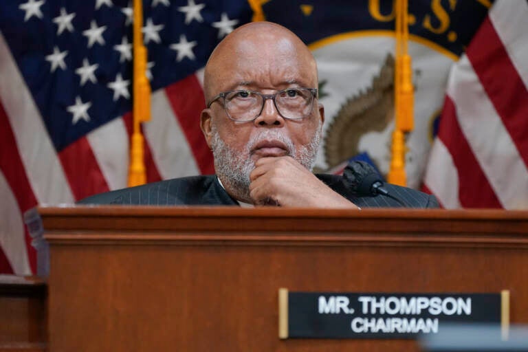 Bennie Thompson listens as the House select committee investigating the Jan. 6 attack on the U.S. Capitol holds a hearing