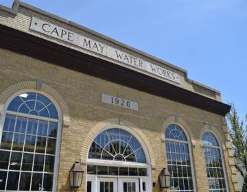 The front of brick building that says Cape May Water Works and 1926.