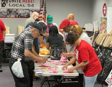 Strike authorization votes being counted at Unite Here Local 54 in Atlantic City. (P. Kenneth Burns/WHYY)