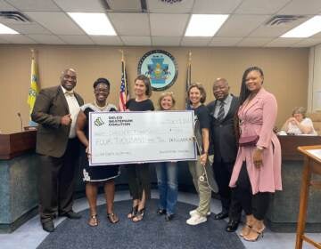 The Delco Skatepark Coalition presented a $4,000 donation to Chester Township at a July 7 Council meeting. (Courtesy of Delco Skatepark Coalition)