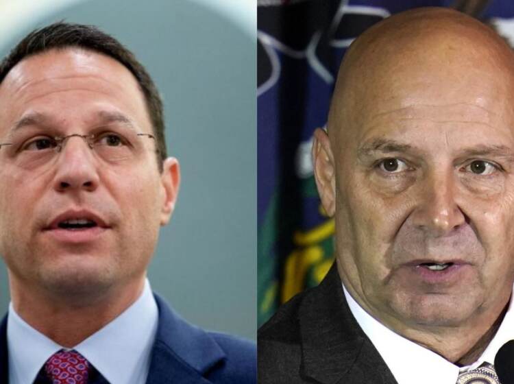 Attorney General Josh Shapiro (left) and Sen. Doug Mastriano.