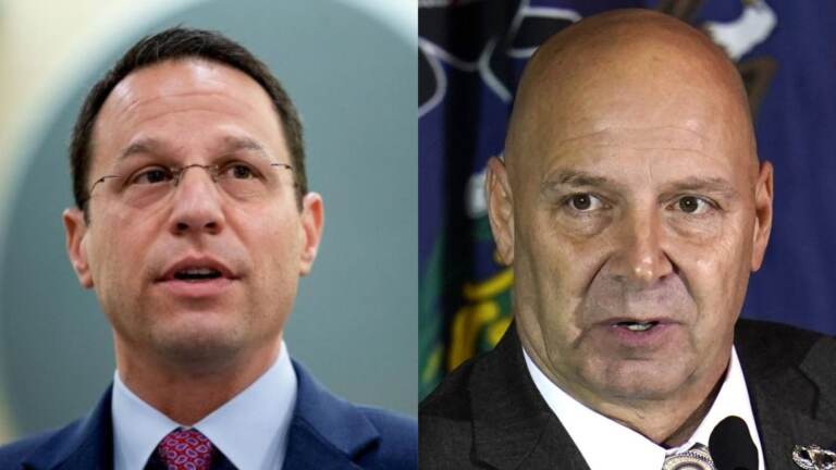 Attorney General Josh Shapiro (left) and Sen. Doug Mastriano.