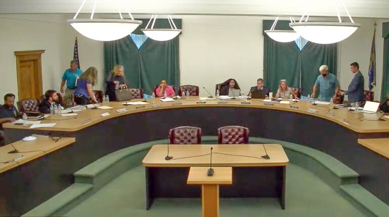 Upper Darby Township Council votes 6-5 to adjourn the meeting early. Several council members are heckled as they exit the chambers. (Zoom screenshot)