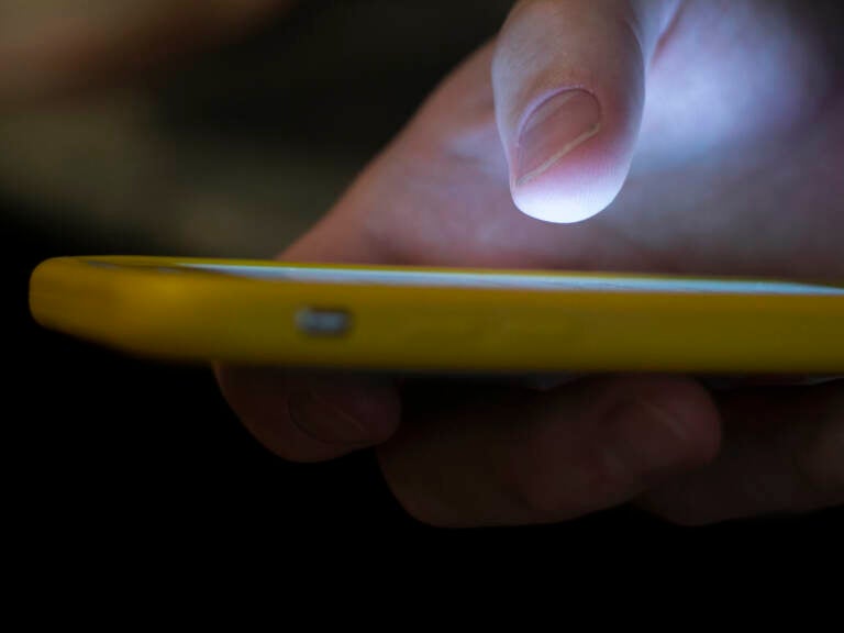 File photo: A man uses a cell phone in New Orleans, Aug. 11, 2019. (AP Photo/Jenny Kane, File)