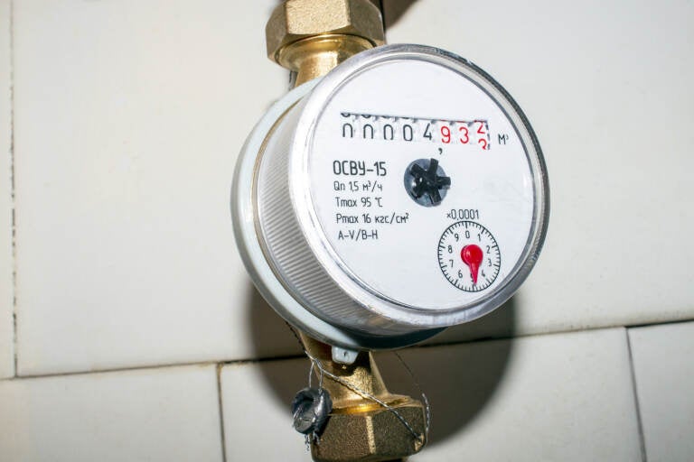 A close-up of a water meter.