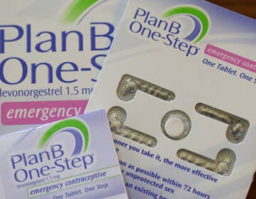Up-close view of emergency contraception packages.