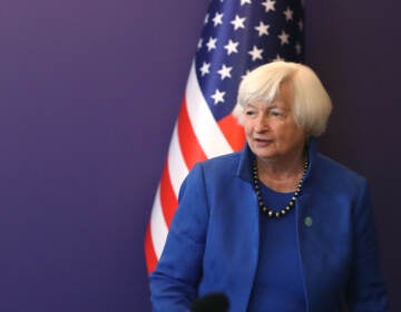 U.S. Treasury Secretary Janet Yellen attends a meeting in Seoul, South Korea on Tuesday. She spoke to Morning Edition about some of the initiatives she's been promoting on her trip overseas. (Chung Sung-Jun/Getty Images)