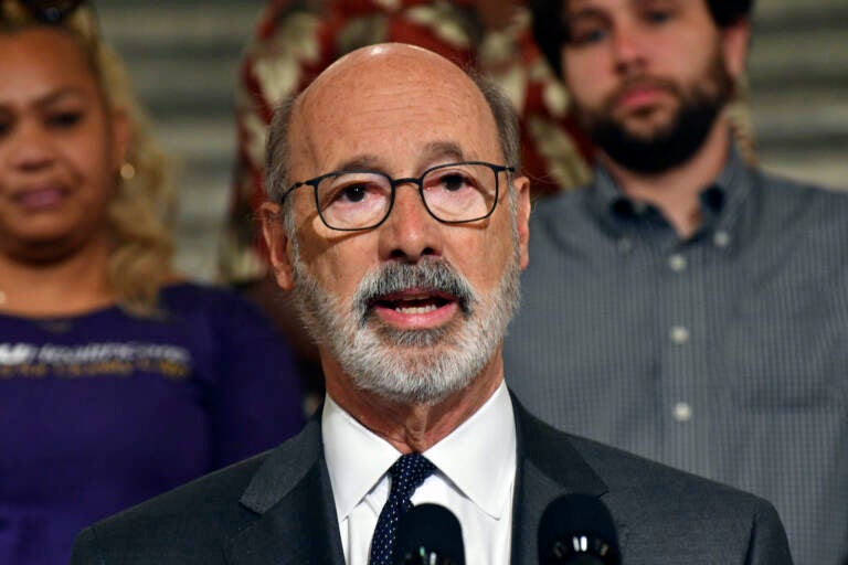 Pennsylvania Gov. Tom Wolf speaks at a Capitol news conference