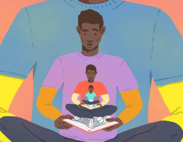 An illustration depicting people being supported as they read books.