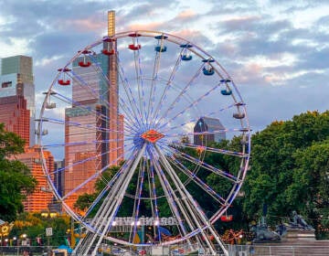 Ferris wheel at the Oval is visible with the Parkway in the background.