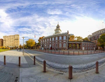 A panoramic view of Independence Hall in Philadelphia.