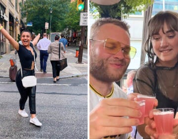 Billy Penn deputy editor Beatrice Forman takes on Center City SIPS with the help of BP intern Emily White and TikToker Bran Edelman. (Beatrice Forman / Billy Penn)