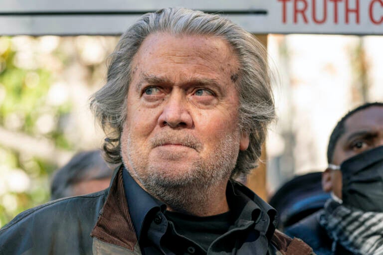 A close-up of Steve Bannon