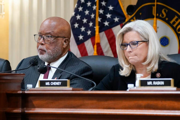 Chairman Bennie Thompson, D-Miss., and Vice Chair Liz Cheney, R-Wyo., listen as the House select committee investigating the Jan. 6 attack on the U.S. Capitol holds a hearing at the Capitol in Washington