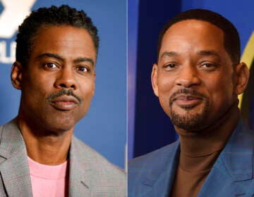 Headshots of Chris Rock, left, and Will Smith, right