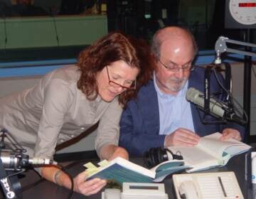 Marty with Salman Rushdie  in 2010 when he came to talk about his book, 