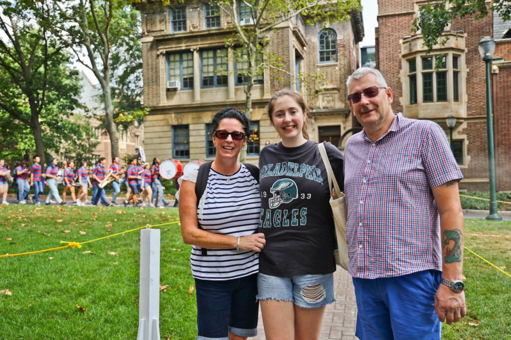 Penn student Hannah Hayman with parents Nikki and Nigel