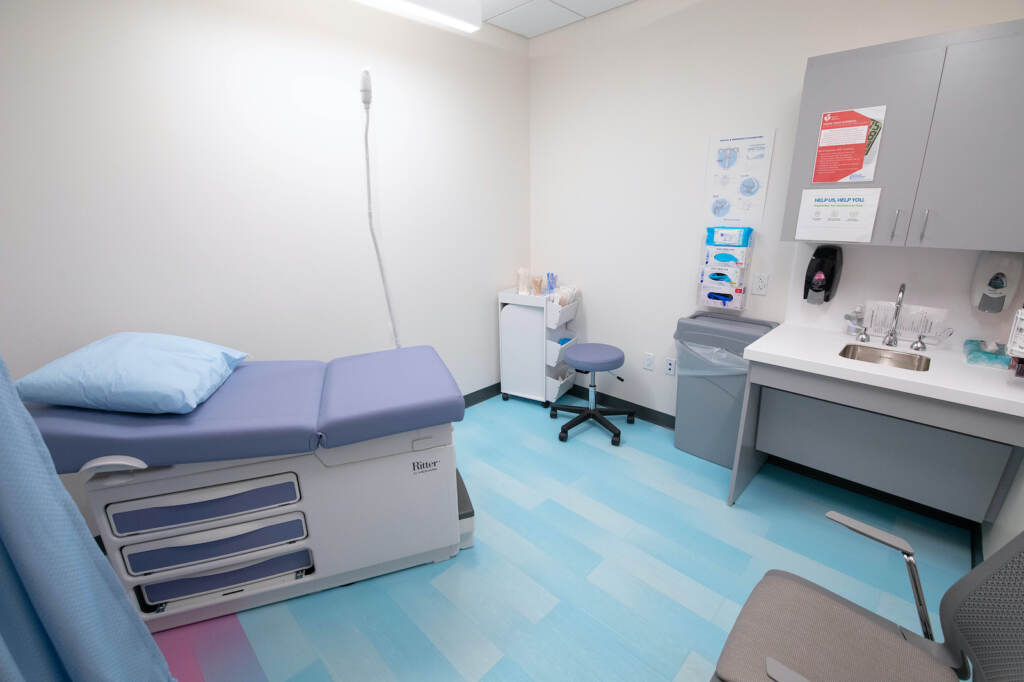 An exam table at a Planned Parenthood office