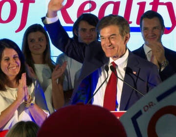 Mehmet Oz, a Republican candidate for U.S. Senate in Pennsylvania, speaks at a primary night election gathering in Newtown, Pa., Tuesday, May 17, 2022. (AP Photo/Ted Shaffrey)