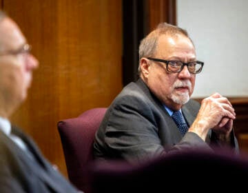 File photo: Greg McMichael looks at the gallery during the testimony of his son, Travis McMichael, in the trial of himself, his son and William 