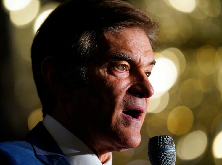 Mehmet Oz, a Republican candidate for U.S. Senate in Pennsylvania, speaks during a Republican Jewish Coalition event in Philadelphia, Wednesday, Aug. 17, 2022. (AP Photo/Matt Rourke)