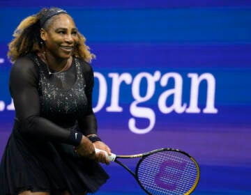 Serena Williams, of the United States, looks to her box during a match against Anett Kontaveit, of Estonia, at the second round of the U.S. Open tennis championships, Wednesday, Aug. 31, 2022, in New York. (AP Photo/John Minchillo)