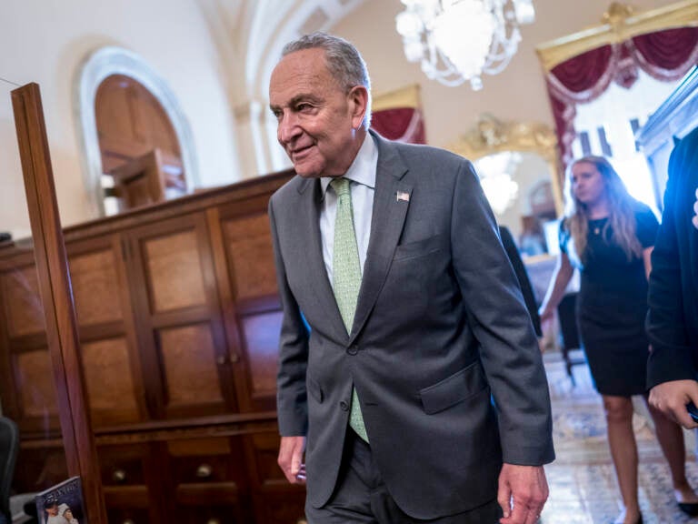 Senate Majority Leader Chuck Schumer (D-N.Y.) said Thursday that the Senate would vote to move forward on the Inflation Reduction Act, the Democrats' package that tackles climate change, prescription drugs and inflation, this weekend. (J. Scott Applewhite/AP)